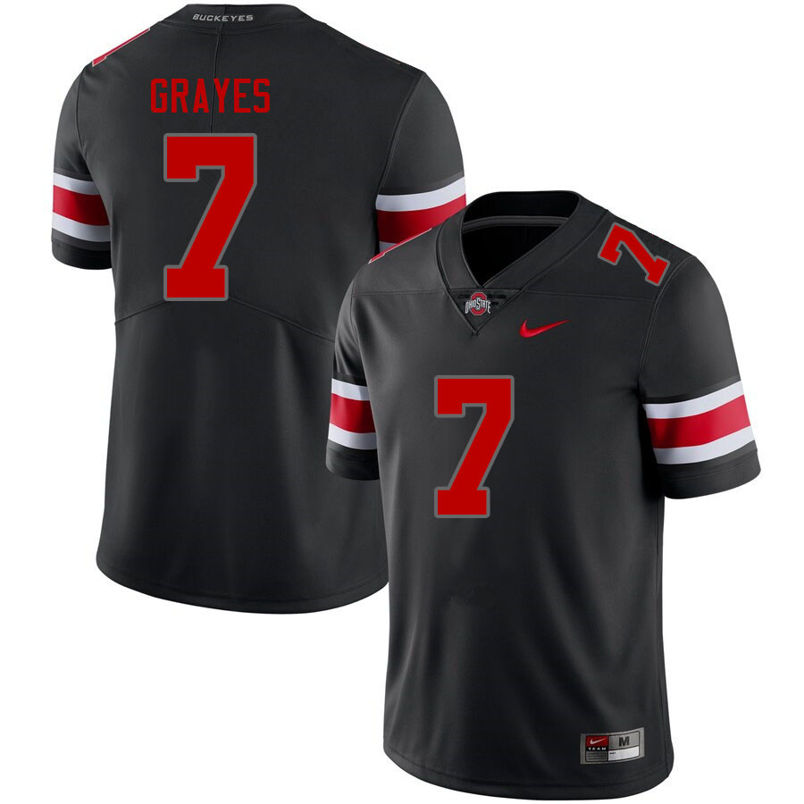 Men #7 Kyion Grayes Ohio State Buckeyes College Football Jerseys Stitched-Blackout